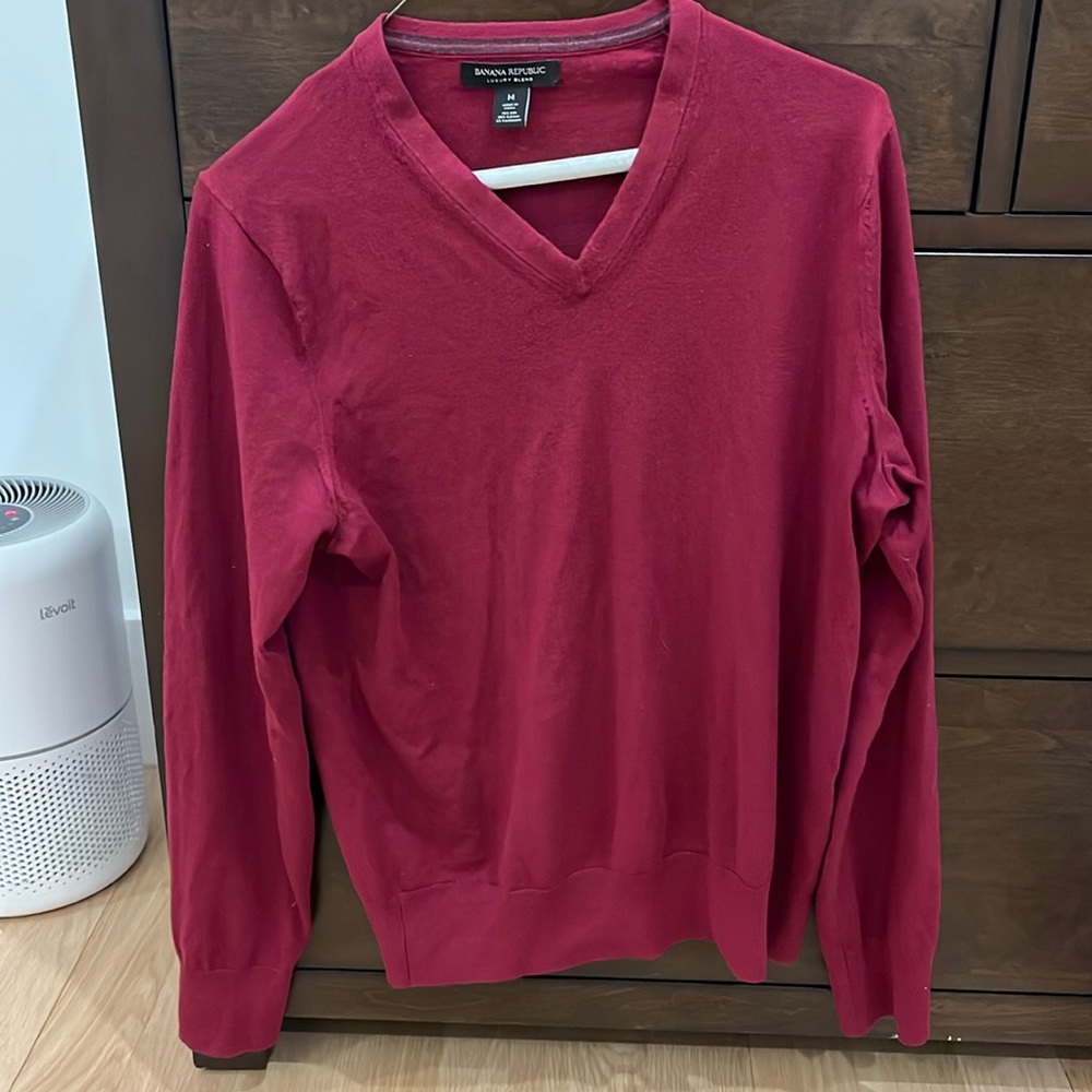 Banana Republic Red V-Neck Sweater